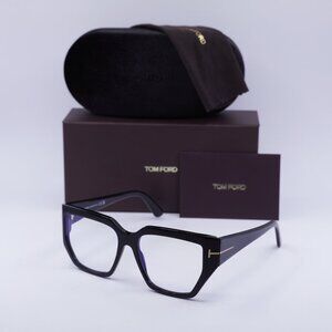 Tom Ford FT5951-B 001 Square Eyeglasses 54mm - Shiny Black/Blue Light block